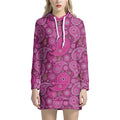 Pink Paisley Pattern Print Pullover Hoodie Dress