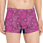 Pink Paisley Pattern Print Men's Boxer Briefs