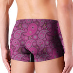 Pink Paisley Pattern Print Men's Boxer Briefs
