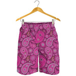 Pink Paisley Pattern Print Men's Shorts