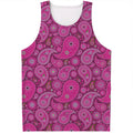 Pink Paisley Pattern Print Men's Tank Top
