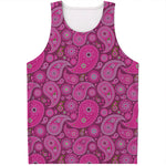 Pink Paisley Pattern Print Men's Tank Top