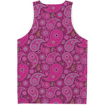 Pink Paisley Pattern Print Men's Tank Top