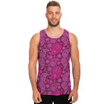 Pink Paisley Pattern Print Men's Tank Top