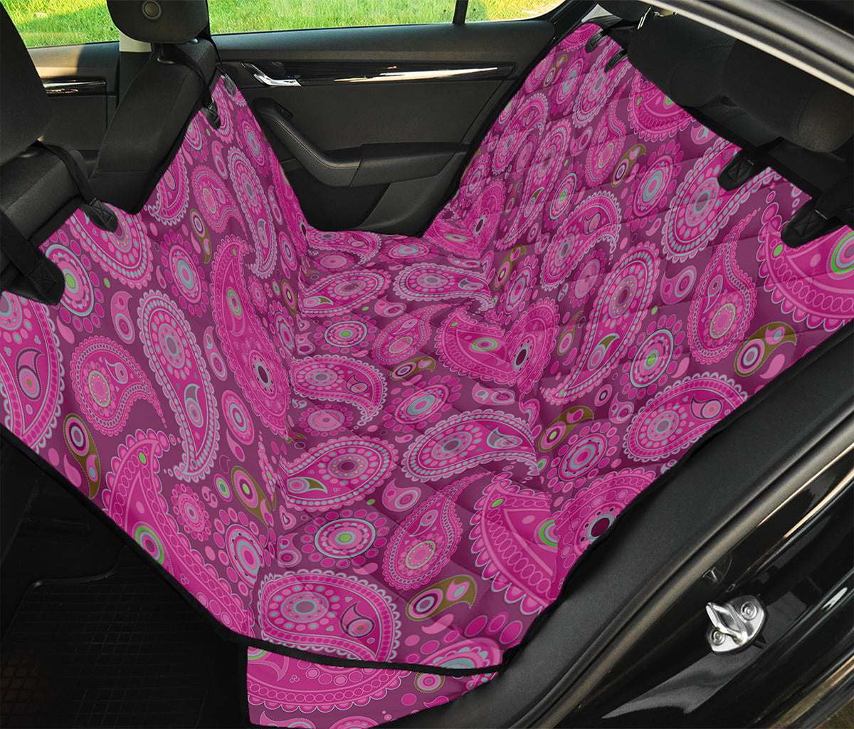 Pink Paisley Pattern Print Pet Car Back Seat Cover