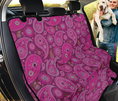 Pink Paisley Pattern Print Pet Car Back Seat Cover