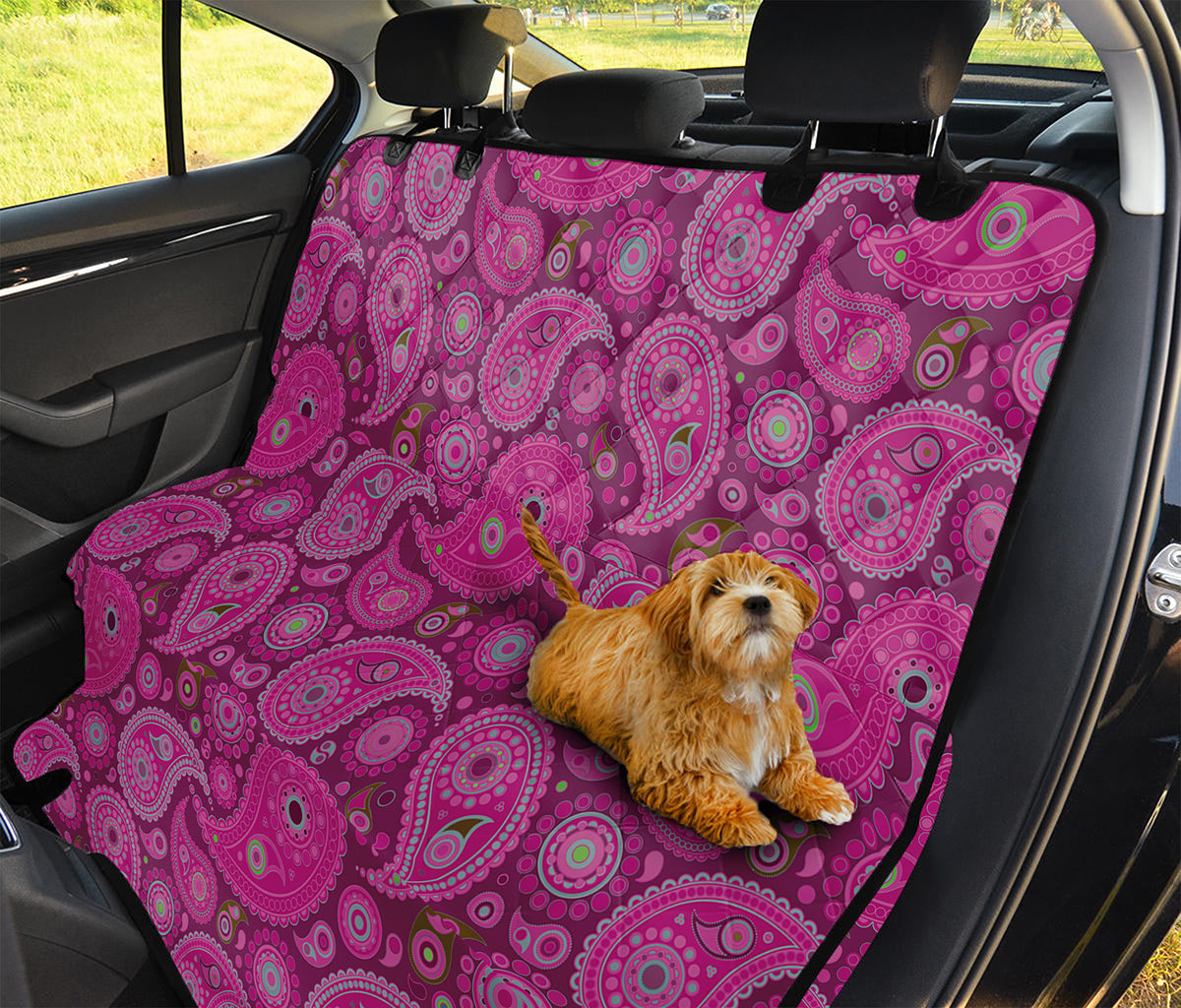 Pink Paisley Pattern Print Pet Car Back Seat Cover