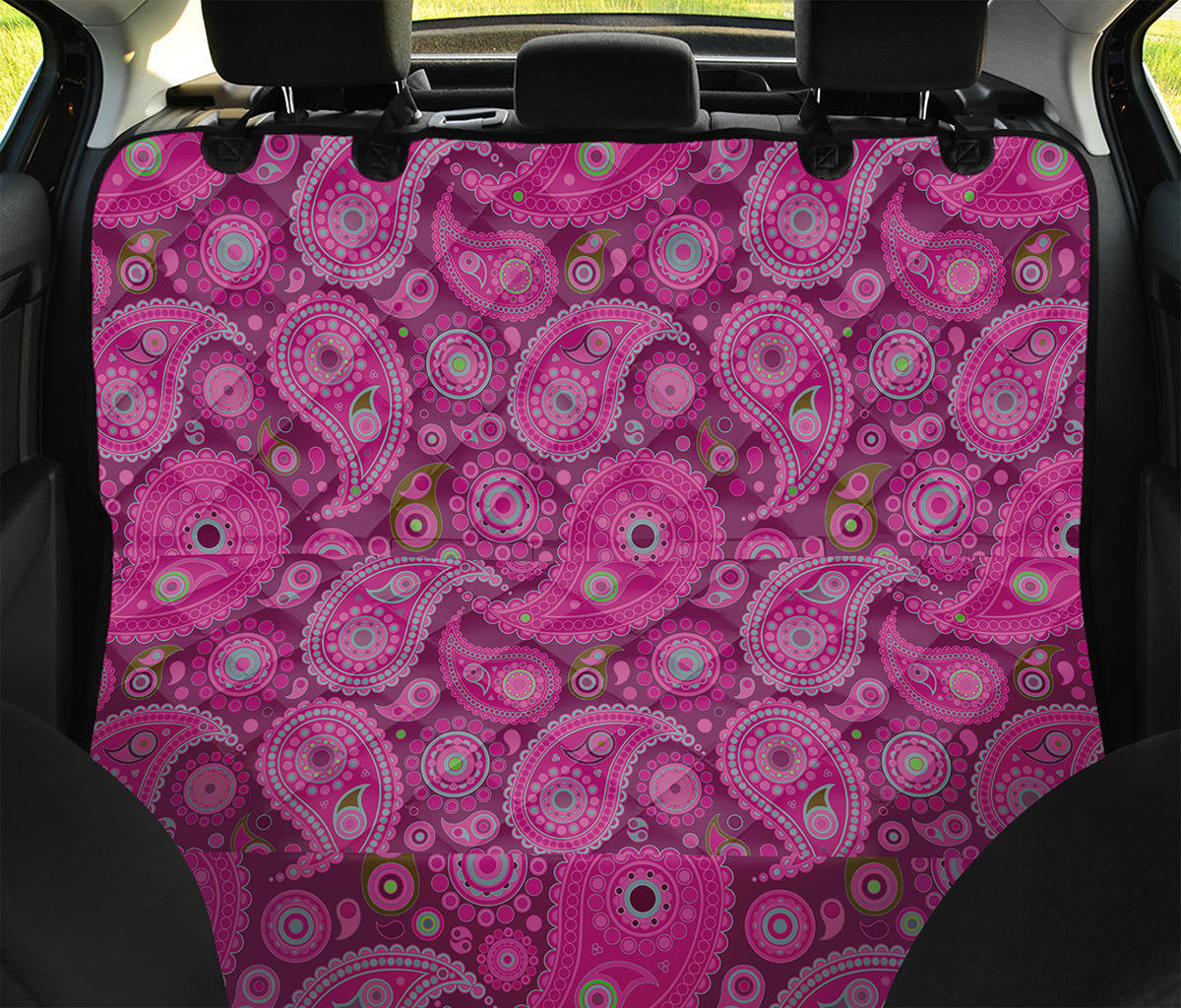 Pink Paisley Pattern Print Pet Car Back Seat Cover
