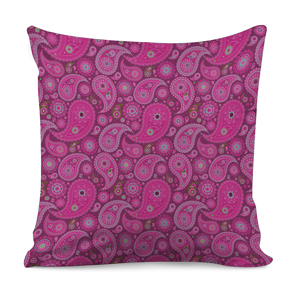Pink Paisley Pattern Print Pillow Cover