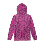 Pink Paisley Pattern Print Pullover Hoodie