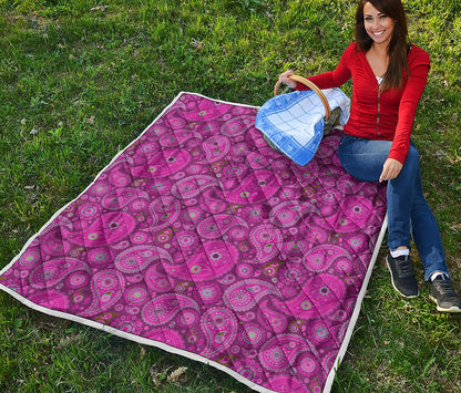 Pink Paisley Pattern Print Quilt
