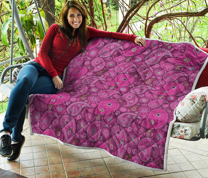 Pink Paisley Pattern Print Quilt