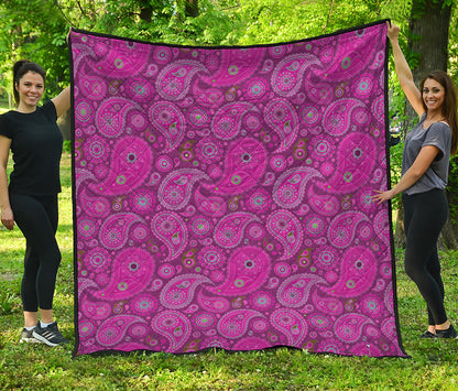 Pink Paisley Pattern Print Quilt