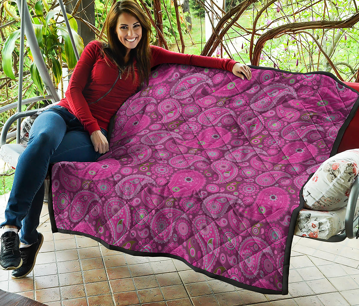 Pink Paisley Pattern Print Quilt