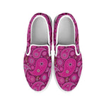 Pink Paisley Pattern Print White Slip On Shoes