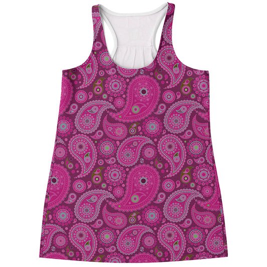 Pink Paisley Pattern Print Women's Racerback Tank Top