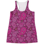 Pink Paisley Pattern Print Women's Racerback Tank Top