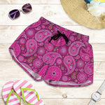 Pink Paisley Pattern Print Women's Shorts