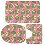 Pink Palm Leaf Avocado Print 3 Piece Bath Mat Set