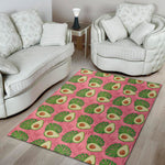 Pink Palm Leaf Avocado Print Area Rug