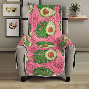 Pink Palm Leaf Avocado Print Armchair Protector