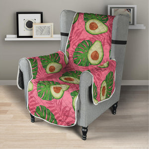 Pink Palm Leaf Avocado Print Armchair Protector