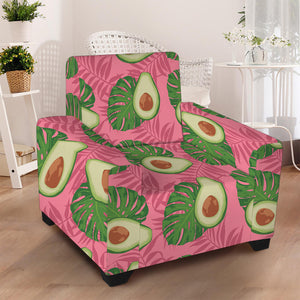 Pink Palm Leaf Avocado Print Armchair Slipcover