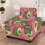 Pink Palm Leaf Avocado Print Armchair Slipcover