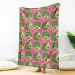 Pink Palm Leaf Avocado Print Blanket