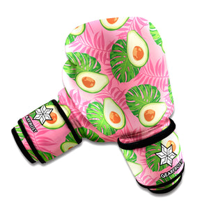 Pink Palm Leaf Avocado Print Boxing Gloves