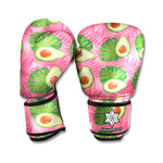 Pink Palm Leaf Avocado Print Boxing Gloves