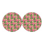 Pink Palm Leaf Avocado Print Car Coasters