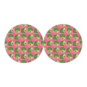 Pink Palm Leaf Avocado Print Car Coasters