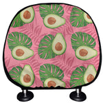 Pink Palm Leaf Avocado Print Car Headrest Covers