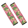 Pink Palm Leaf Avocado Print Car Seat Belt Covers