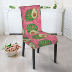 Pink Palm Leaf Avocado Print Dining Chair Slipcover