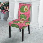 Pink Palm Leaf Avocado Print Dining Chair Slipcover