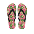 Pink Palm Leaf Avocado Print Flip Flops