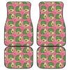 Pink Palm Leaf Avocado Print Front and Back Car Floor Mats