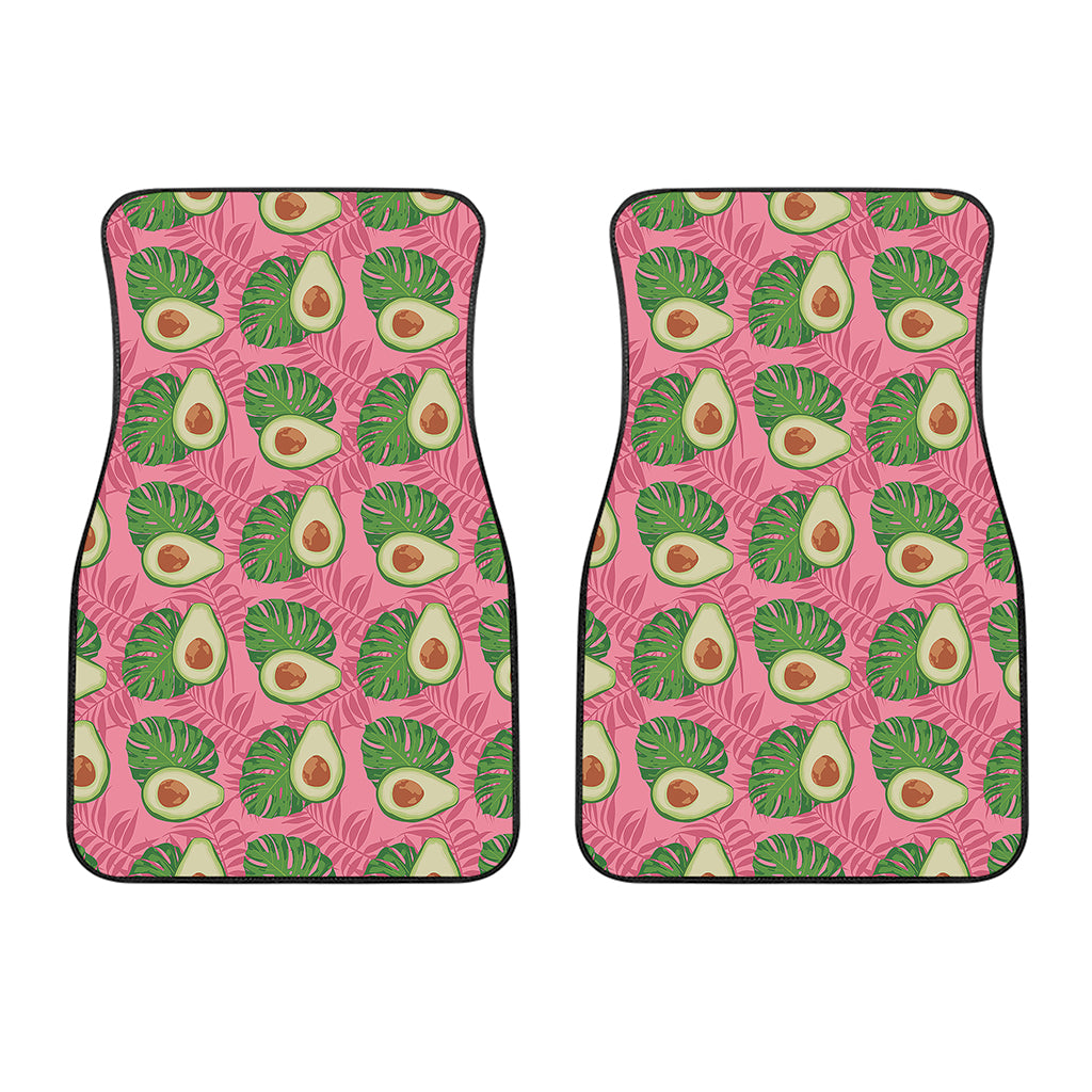 Pink Palm Leaf Avocado Print Front Car Floor Mats