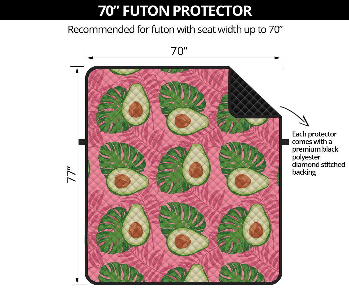 Pink Palm Leaf Avocado Print Futon Protector