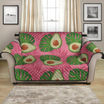 Pink Palm Leaf Avocado Print Loveseat Protector