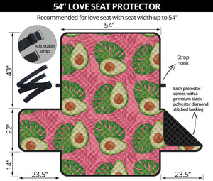 Pink Palm Leaf Avocado Print Loveseat Protector