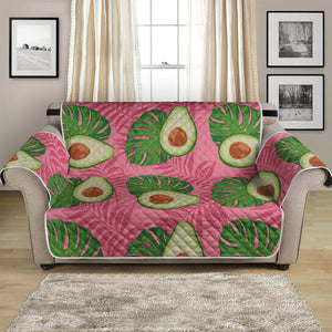 Pink Palm Leaf Avocado Print Loveseat Protector