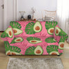 Pink Palm Leaf Avocado Print Loveseat Slipcover