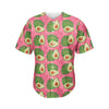 Pink Palm Leaf Avocado Print Men's Baseball Jersey