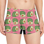 Pink Palm Leaf Avocado Print Men's Boxer Briefs