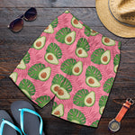 Pink Palm Leaf Avocado Print Men's Shorts