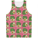 Pink Palm Leaf Avocado Print Men's Tank Top