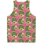 Pink Palm Leaf Avocado Print Men's Tank Top